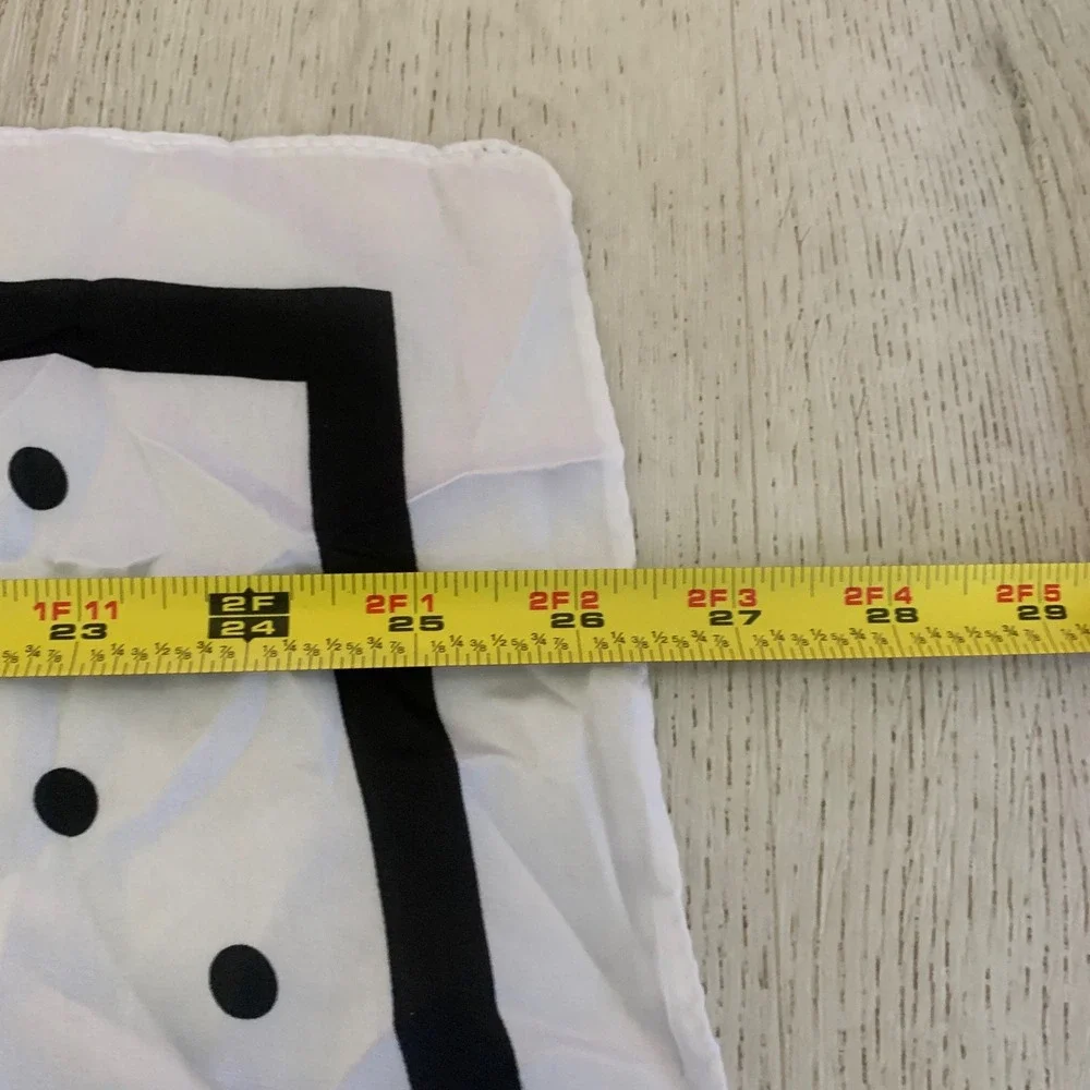 Olivia Miller Polka Dot Square Scarf White Black Border Neckerchief 26.5in